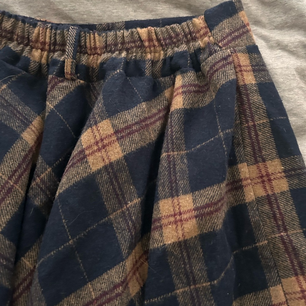 Midi Wool Plaid Skirt